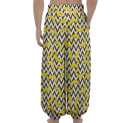 Zigzag Banana Pattern Print Lantern Pants