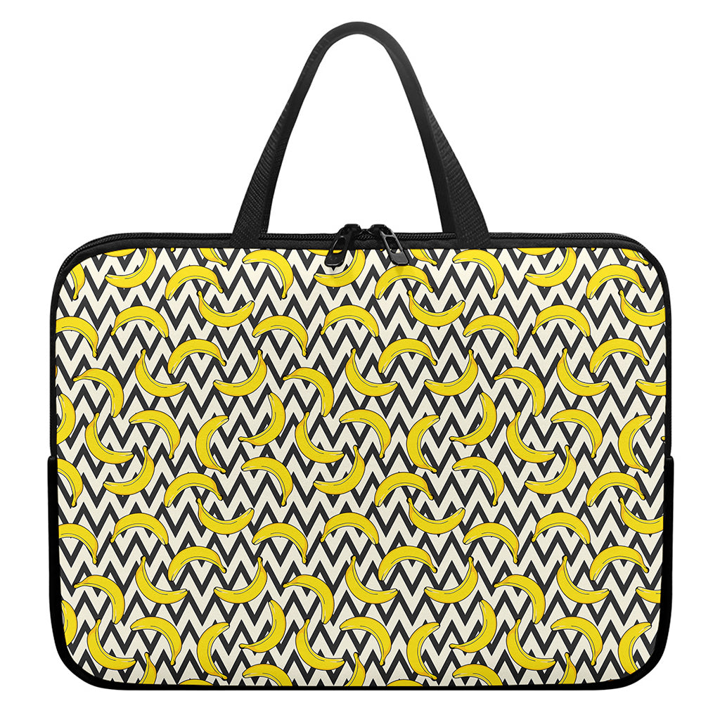 Zigzag Banana Pattern Print Laptop Sleeve With Handle