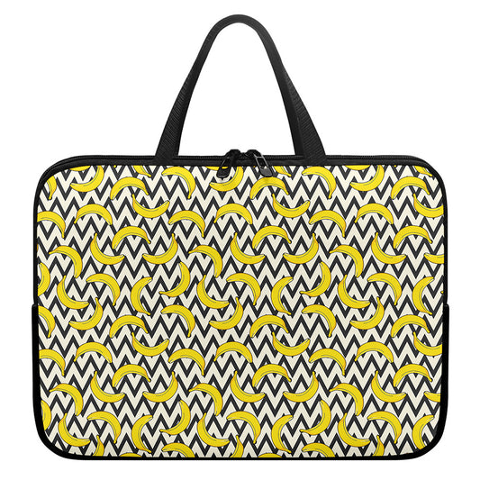 Zigzag Banana Pattern Print Laptop Sleeve With Handle
