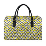 Zigzag Banana Pattern Print Leather Duffle Bag