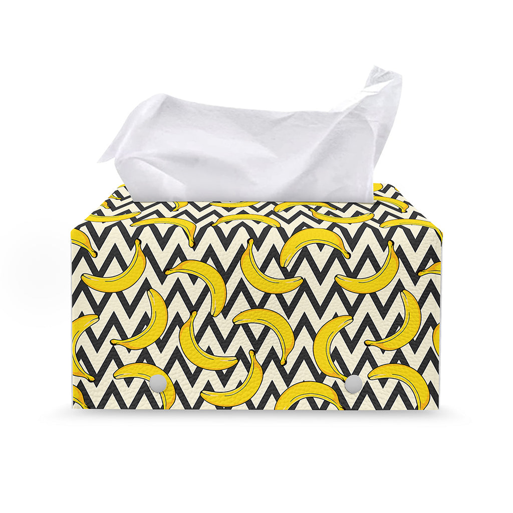 Zigzag Banana Pattern Print Leather Tissue Box Cover