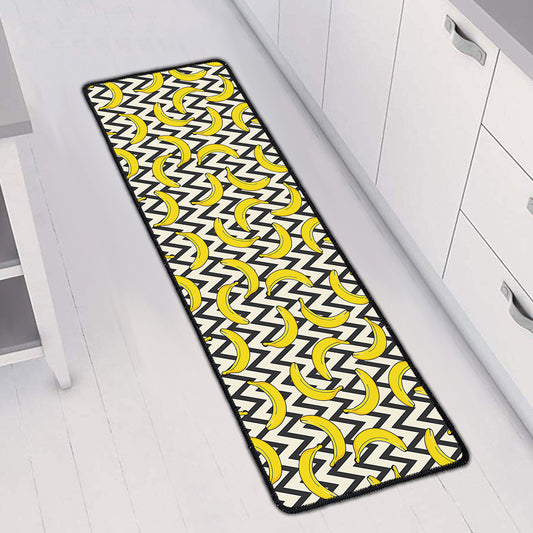 Zigzag Banana Pattern Print Long Kitchen Mat