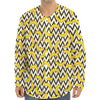 Zigzag Banana Pattern Print Long Sleeve Baseball Jersey