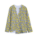 Zigzag Banana Pattern Print Long Sleeve Short Coat