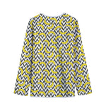 Zigzag Banana Pattern Print Long Sleeve Short Coat