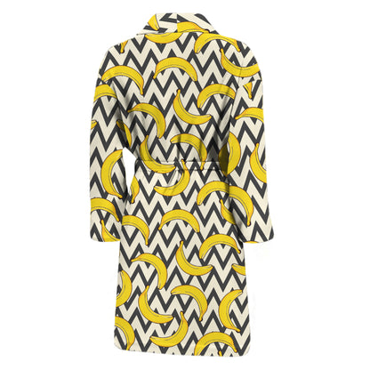 Zigzag Banana Pattern Print Men's Bathrobe