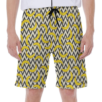 Zigzag Banana Pattern Print Men's Beach Shorts