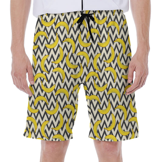 Zigzag Banana Pattern Print Men's Beach Shorts