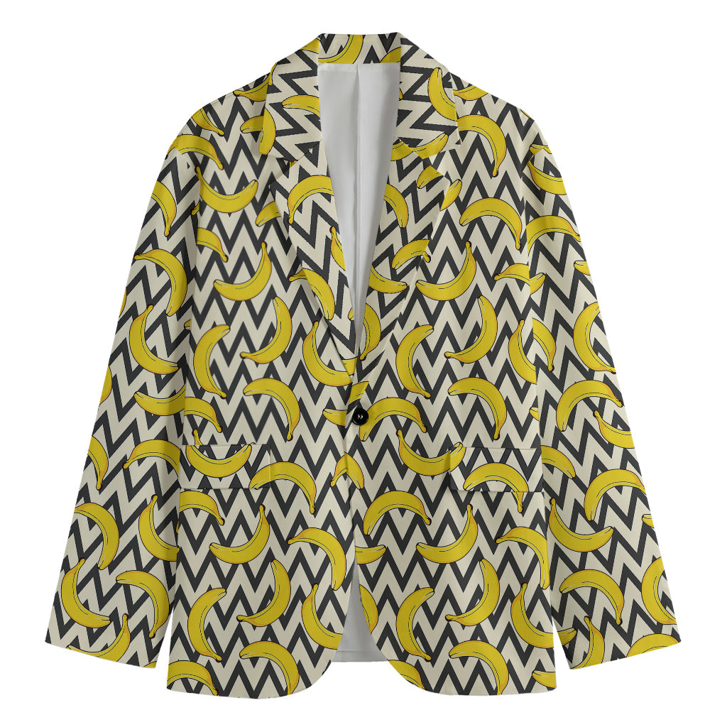 Zigzag Banana Pattern Print Men's Blazer