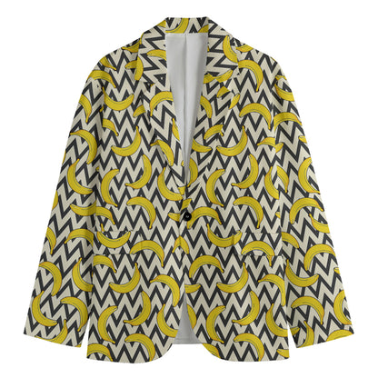 Zigzag Banana Pattern Print Men's Blazer