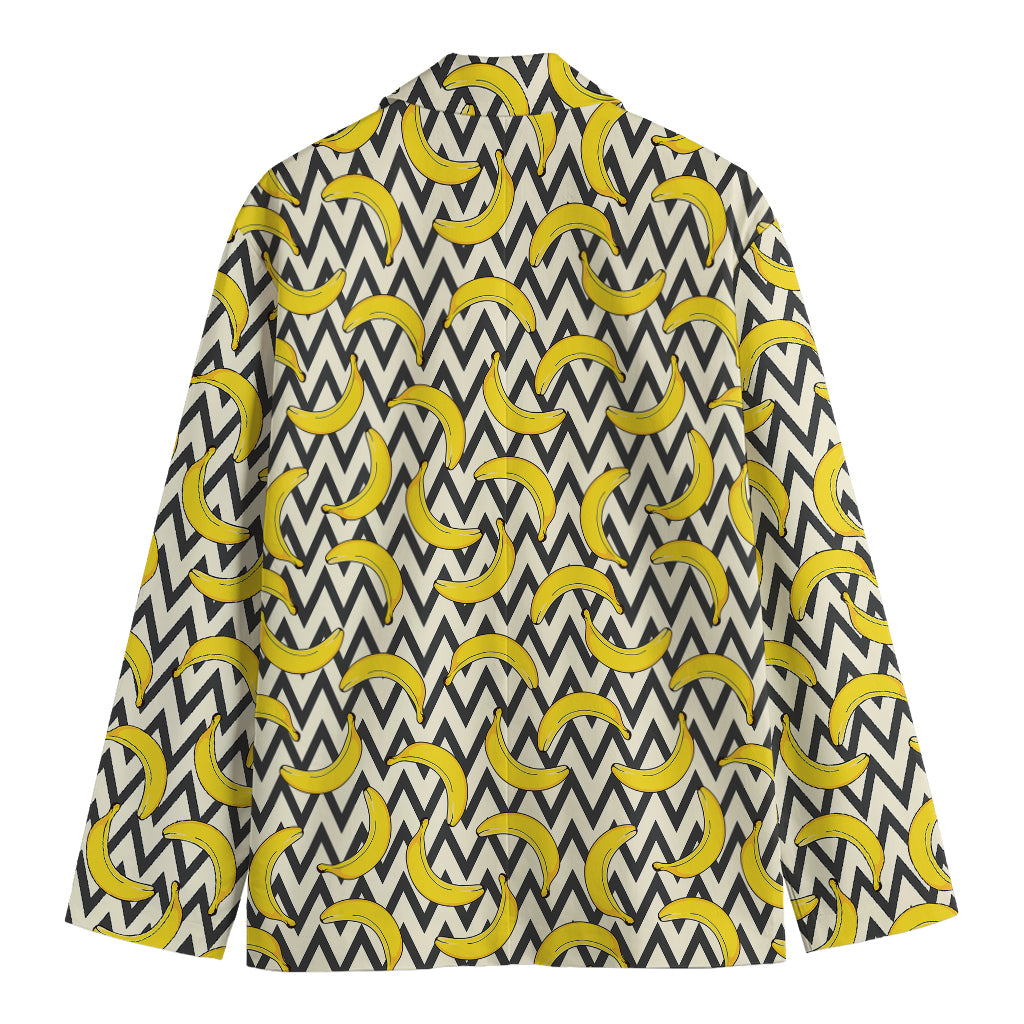 Zigzag Banana Pattern Print Men's Blazer