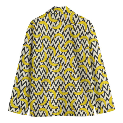 Zigzag Banana Pattern Print Men's Blazer