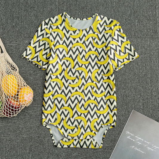 Zigzag Banana Pattern Print Men's Bodysuit