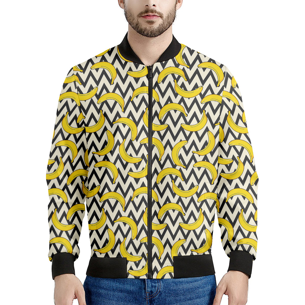 Zigzag Banana Pattern Print Men's Bomber Jacket