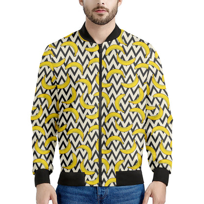 Zigzag Banana Pattern Print Men's Bomber Jacket