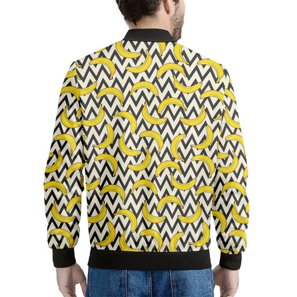 Zigzag Banana Pattern Print Men's Bomber Jacket