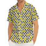 Zigzag Banana Pattern Print Men's Deep V-Neck Shirt