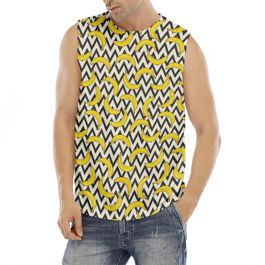 Zigzag Banana Pattern Print Men's Fitness Tank Top