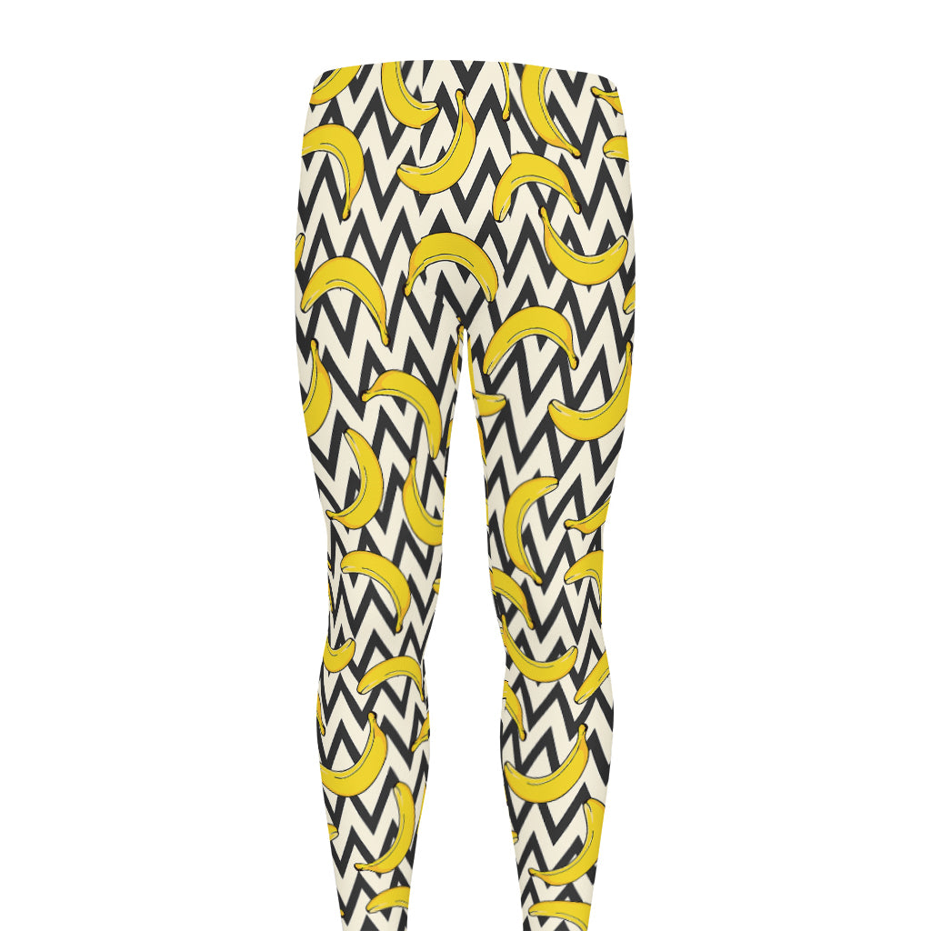 Zigzag Banana Pattern Print Men's leggings