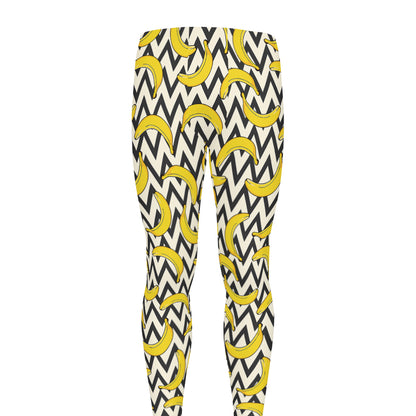 Zigzag Banana Pattern Print Men's leggings