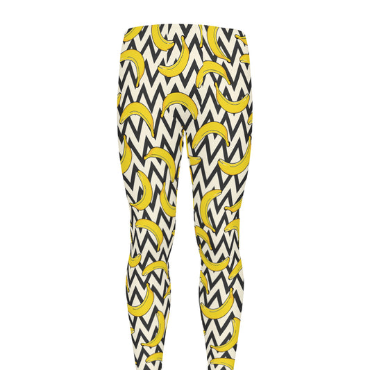 Zigzag Banana Pattern Print Men's leggings