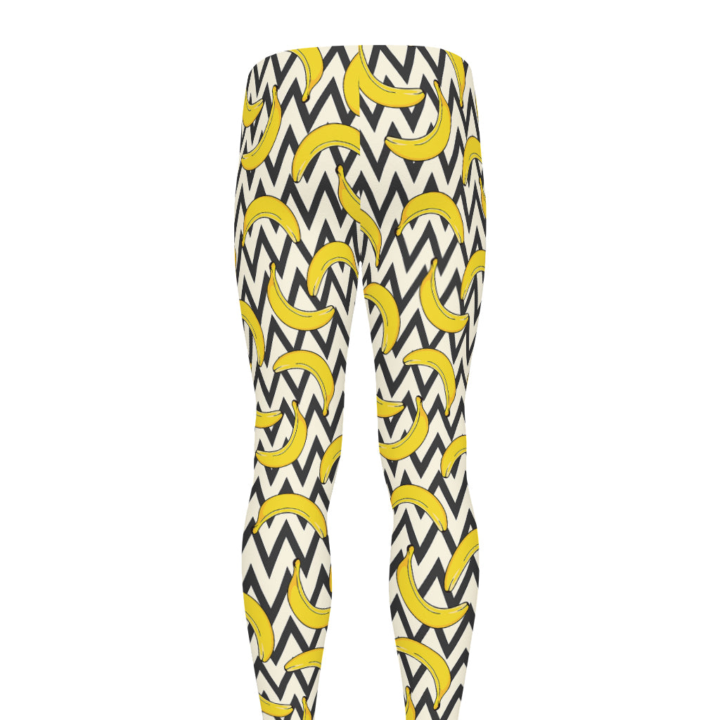Zigzag Banana Pattern Print Men's leggings