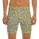 Zigzag Banana Pattern Print Men's Long Boxer Briefs
