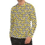 Zigzag Banana Pattern Print Men's Long Sleeve Rash Guard