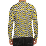 Zigzag Banana Pattern Print Men's Long Sleeve Rash Guard