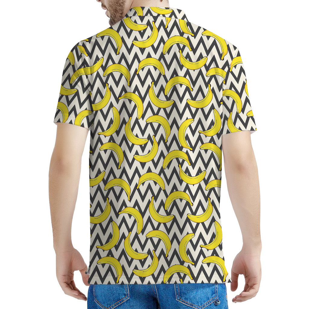 Zigzag Banana Pattern Print Men's Polo Shirt