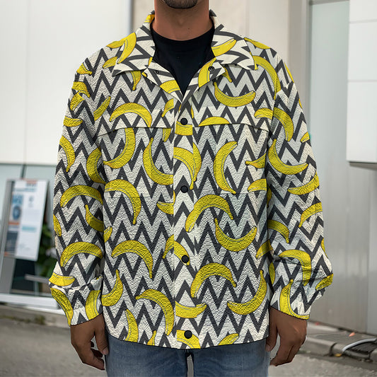 Zigzag Banana Pattern Print Men's Shirt Jacket