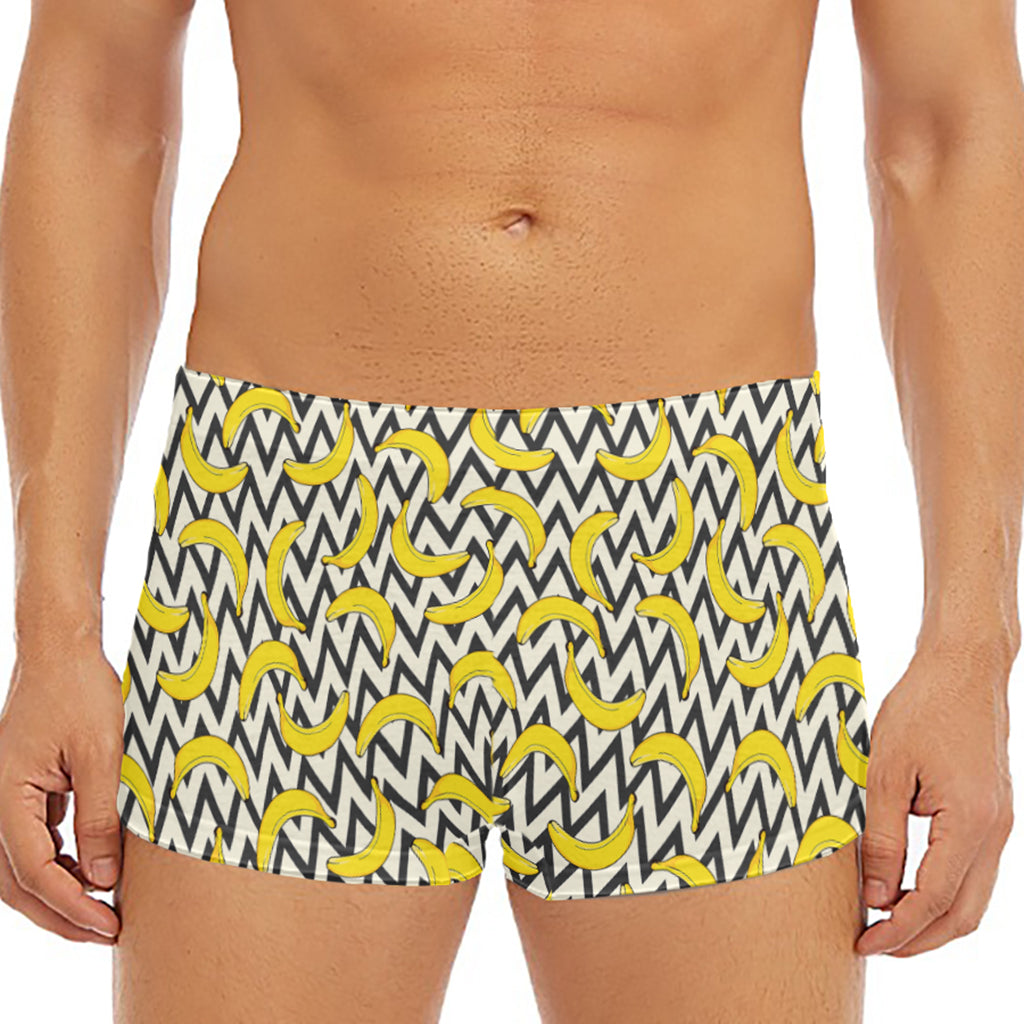 Zigzag Banana Pattern Print Men's Short Boxer Briefs