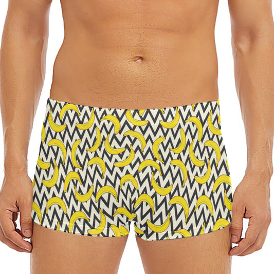 Zigzag Banana Pattern Print Men's Short Boxer Briefs