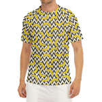 Zigzag Banana Pattern Print Men's Short Sleeve Rash Guard