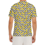 Zigzag Banana Pattern Print Men's Short Sleeve Rash Guard