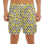 Zigzag Banana Pattern Print Men's Split Running Shorts