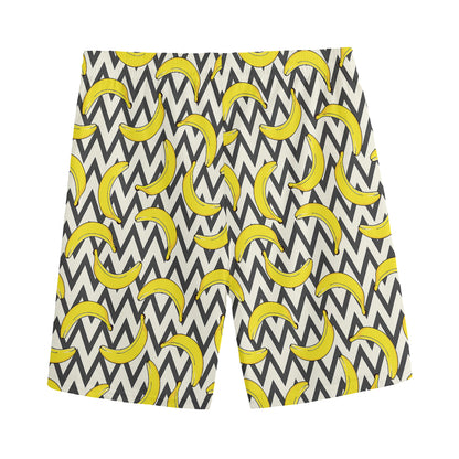 Zigzag Banana Pattern Print Men's Sports Shorts