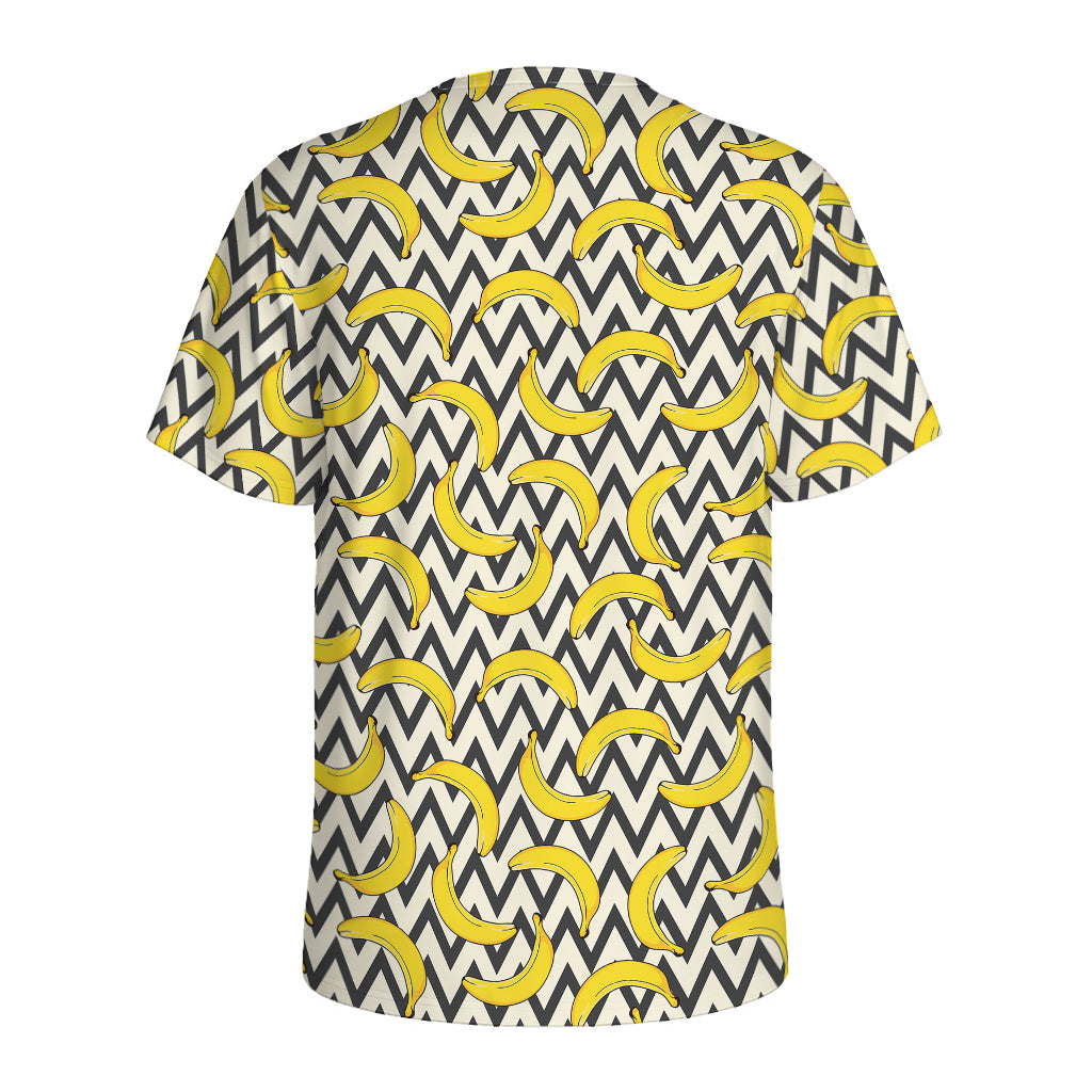 Zigzag Banana Pattern Print Men's Sports T-Shirt