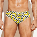 Zigzag Banana Pattern Print Men's Swim Briefs