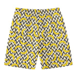 Zigzag Banana Pattern Print Men's Swim Trunks