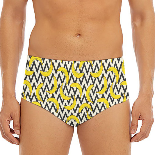 Zigzag Banana Pattern Print Men's Triangle Swim Briefs