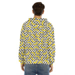 Zigzag Banana Pattern Print Men's Velvet Pullover Hoodie