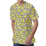 Zigzag Banana Pattern Print Men's Velvet T-Shirt