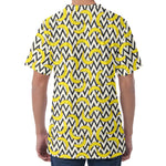 Zigzag Banana Pattern Print Men's Velvet T-Shirt