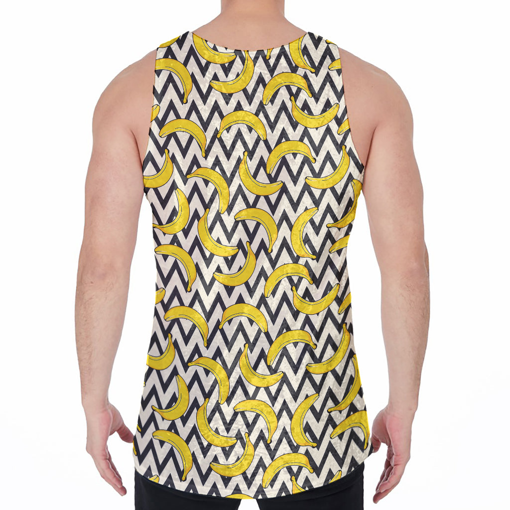 Zigzag Banana Pattern Print Men's Velvet Tank Top