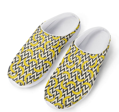 Zigzag Banana Pattern Print Mesh Casual Shoes