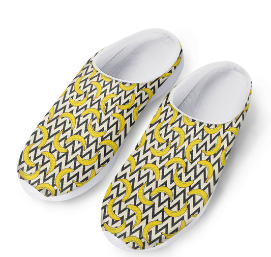 Zigzag Banana Pattern Print Mesh Casual Shoes