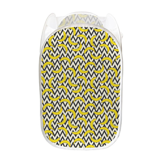 Zigzag Banana Pattern Print Mesh Laundry Hamper
