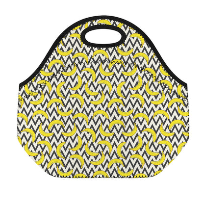 Zigzag Banana Pattern Print Neoprene Lunch Bag