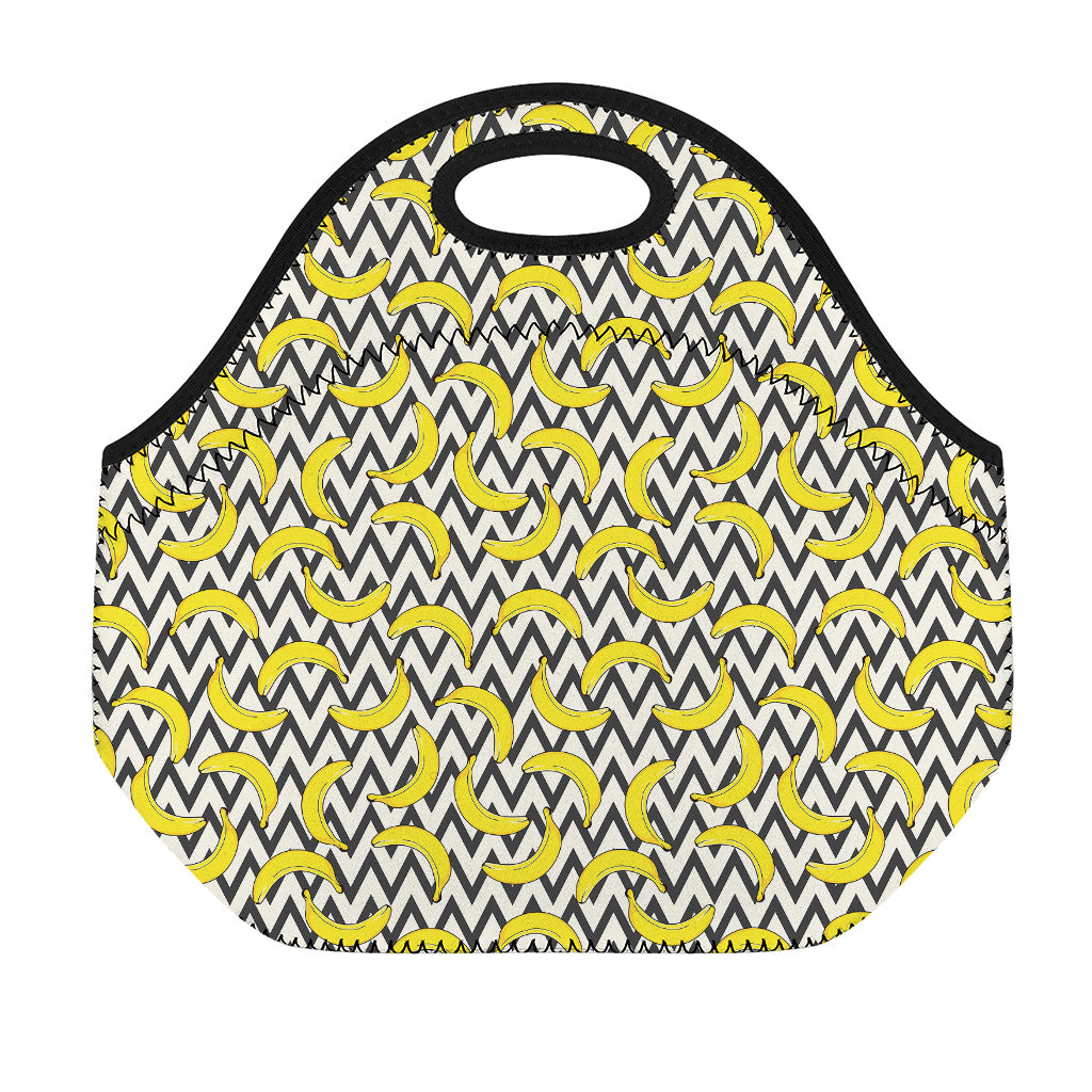 Zigzag Banana Pattern Print Neoprene Lunch Bag